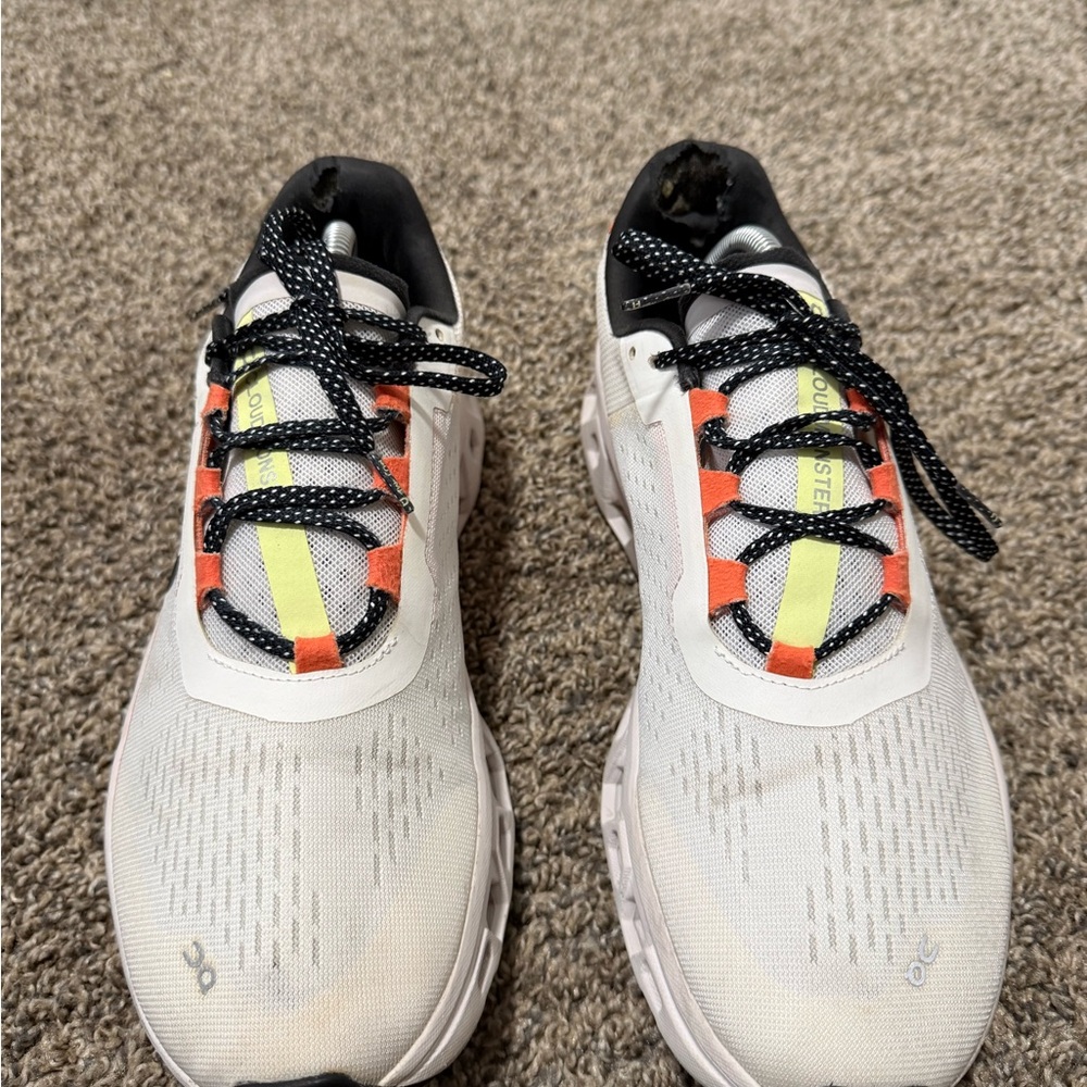 On cloud monster Running White and Orange Athletic Shoes - Picture 3 of 8
